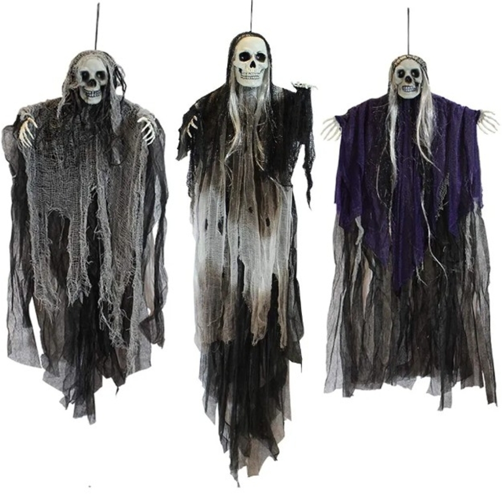 Spooky Skeleton Hanging Costume Set - Black, Gray, Purple